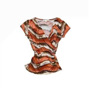 Y2K‎ boston Proper ruched cross over v neck short sleeve blouse small